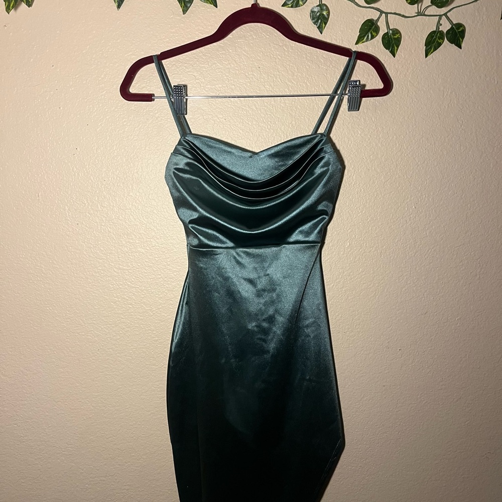 Elegant Green Satin Dress